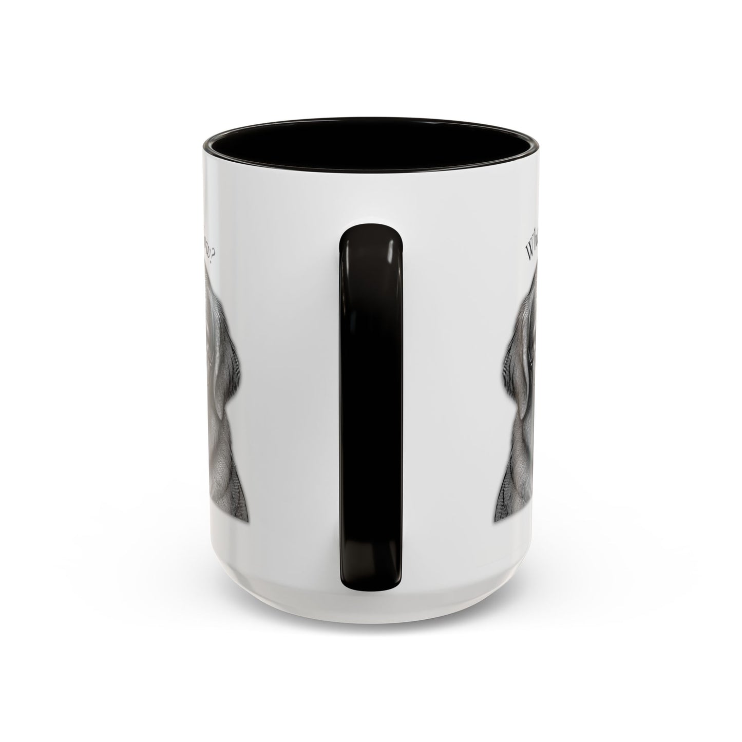 Taza Divertida de Golden Retriever | "¿Qué Hiciste Ahora?" | Regalo para Amantes de los Perros con Asa Negra
