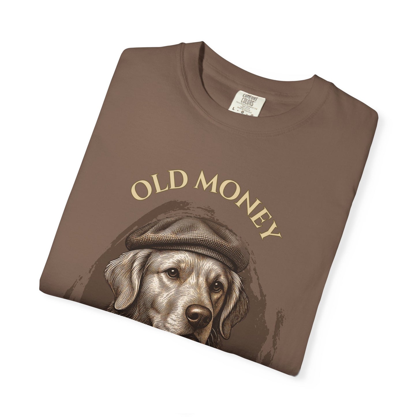 Energía de la Vieja Riqueza — Camiseta Teñida a la Prenda Golden Retriever