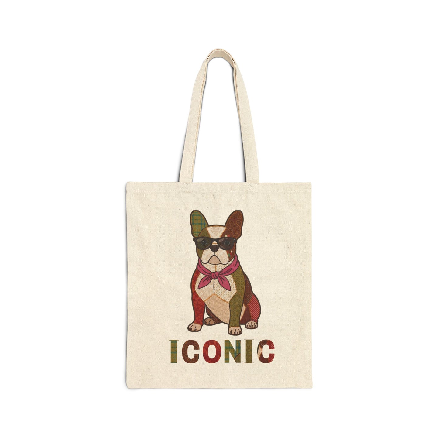 French Bulldog Tote Bag – Patchwork Frenchie Canvas Bag, "Iconic" Dog Lover Gift