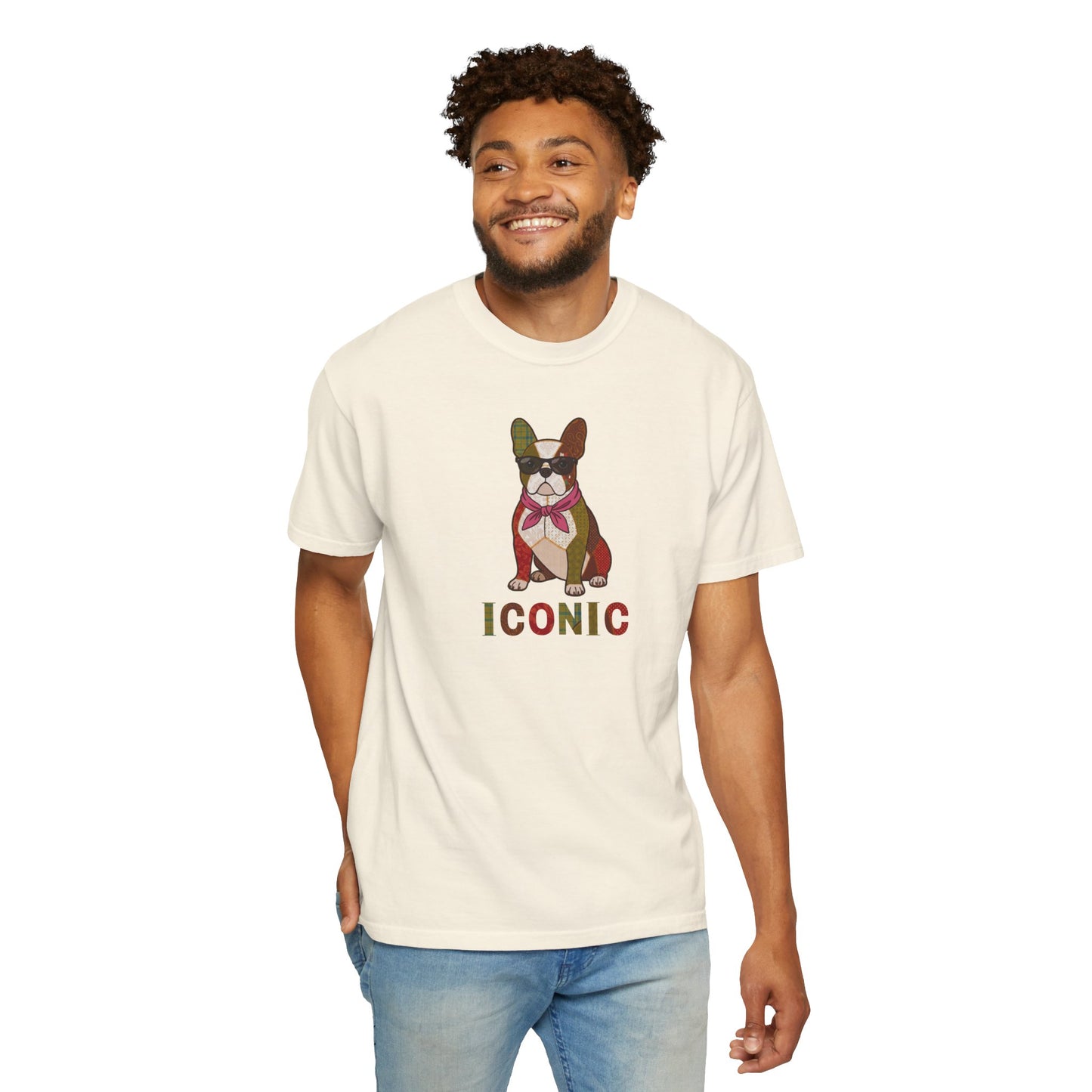French Bulldog Shirt – Patchwork Frenchie Tee, "Iconic" Dog Dad Gift