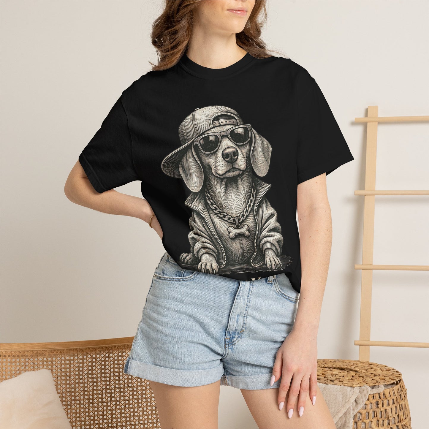 Rey Bajito – Camiseta Teñida con Pigmentos Dachshund