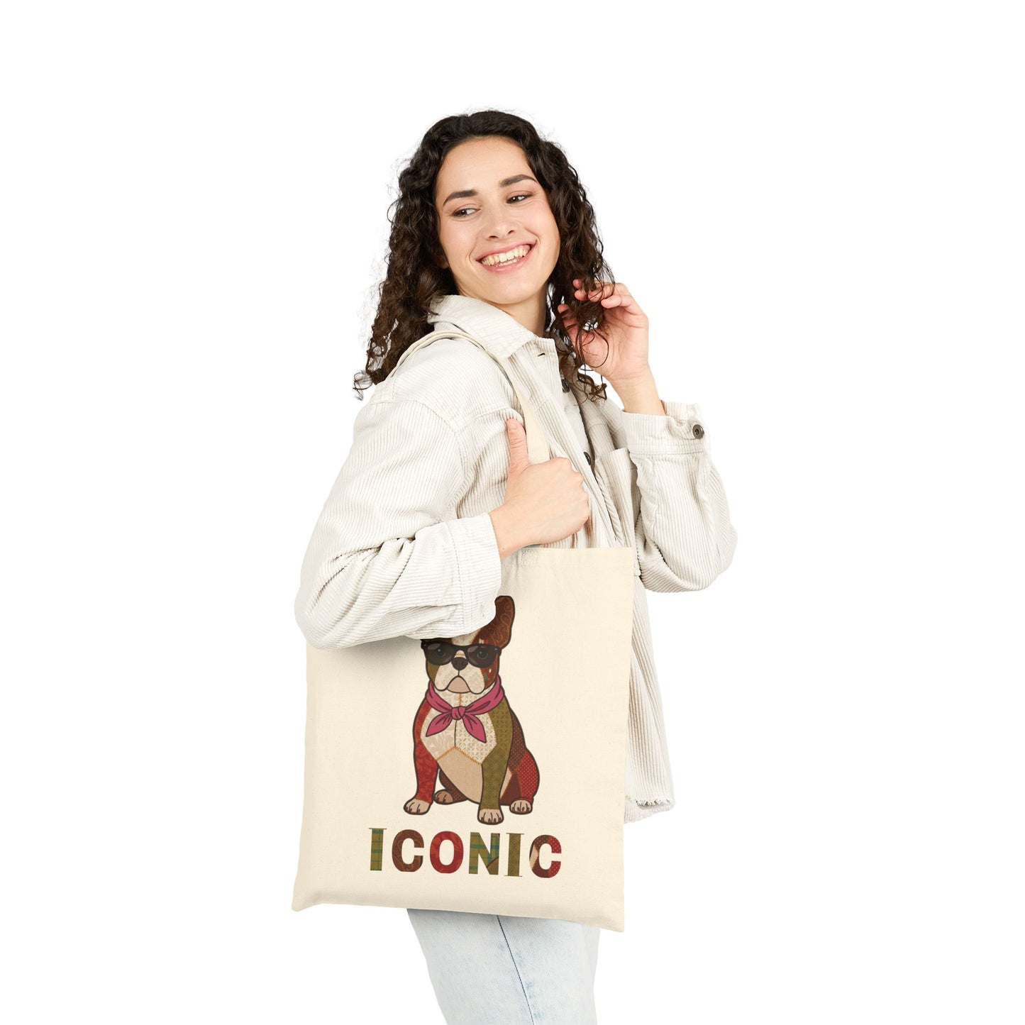 French Bulldog Tote Bag – Patchwork Frenchie Canvas Bag, "Iconic" Dog Lover Gift