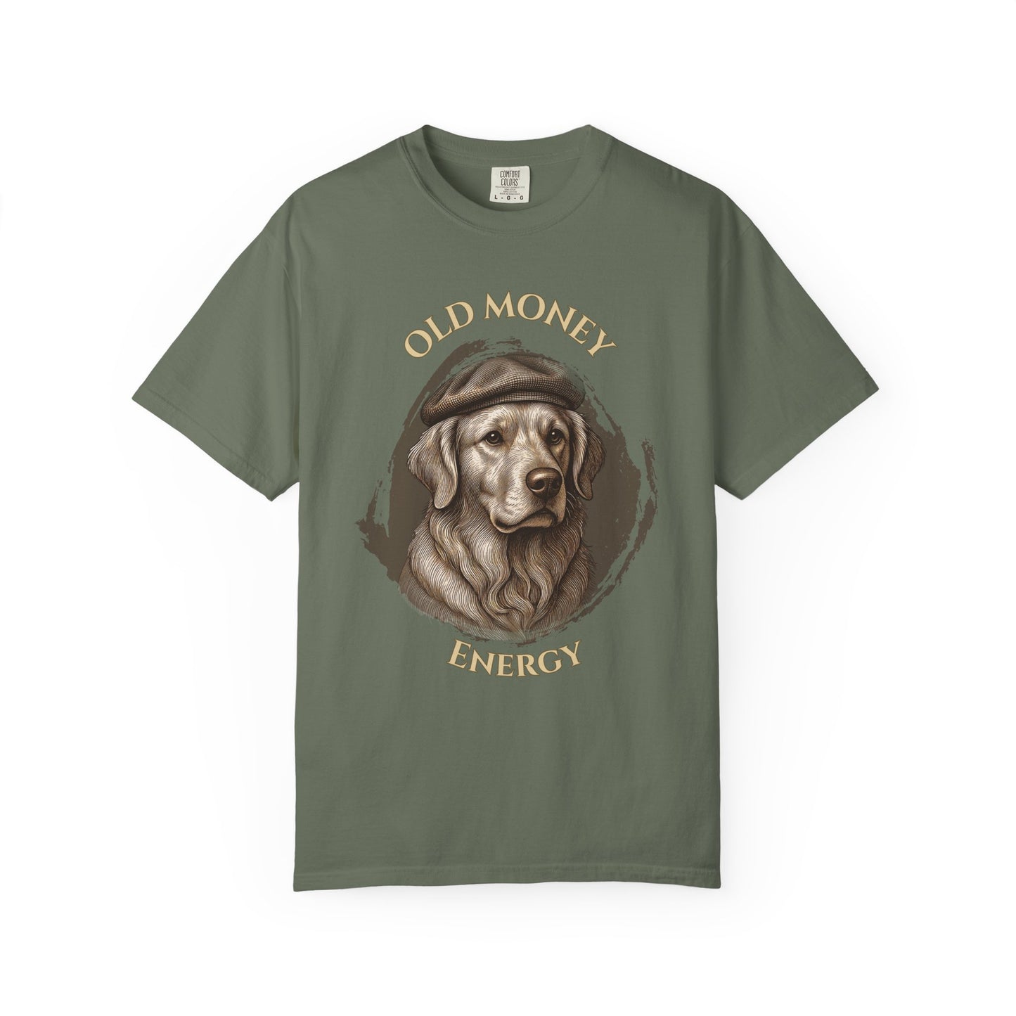 Energía de la Vieja Riqueza — Camiseta Teñida a la Prenda Golden Retriever