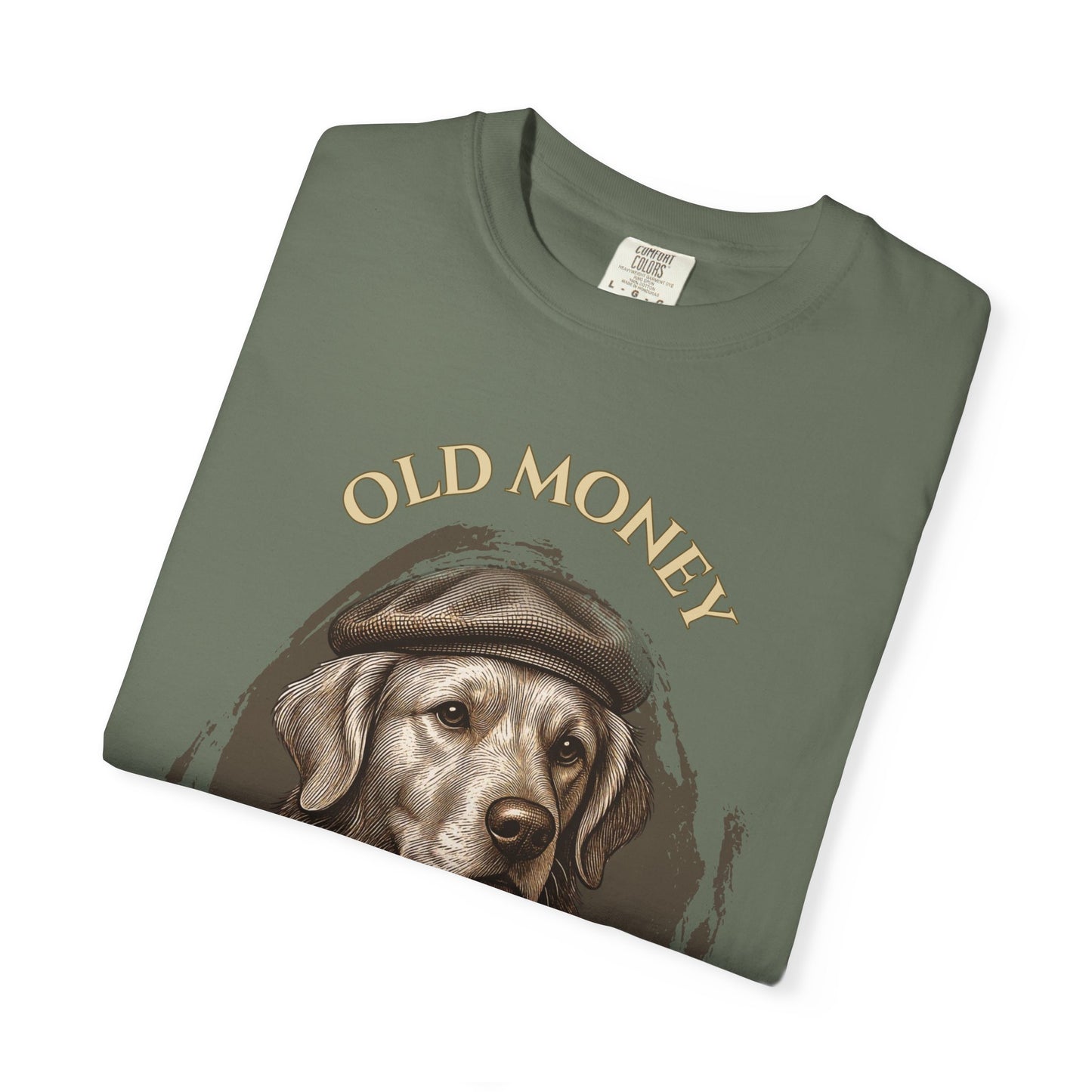 Energía de la Vieja Riqueza — Camiseta Teñida a la Prenda Golden Retriever