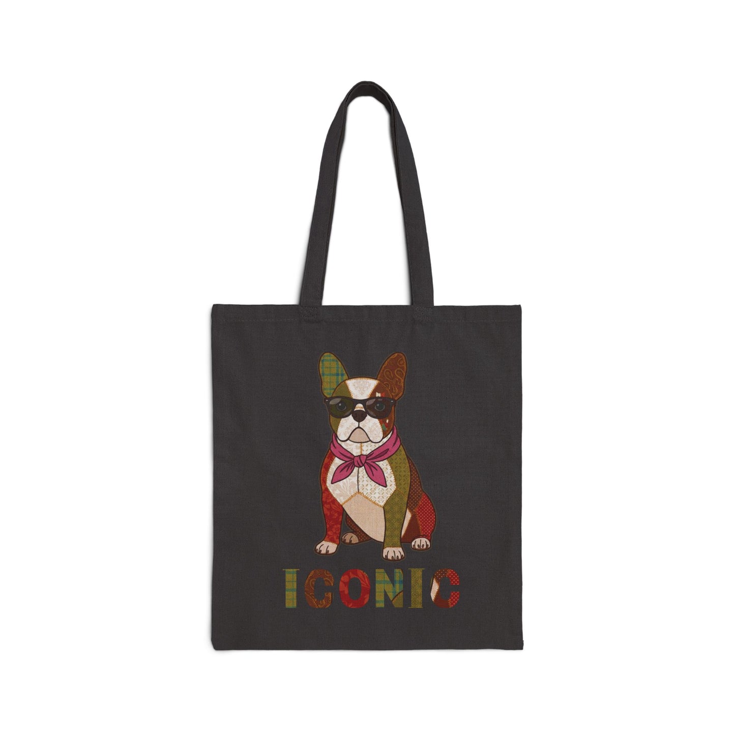 French Bulldog Tote Bag – Patchwork Frenchie Canvas Bag, "Iconic" Dog Lover Gift