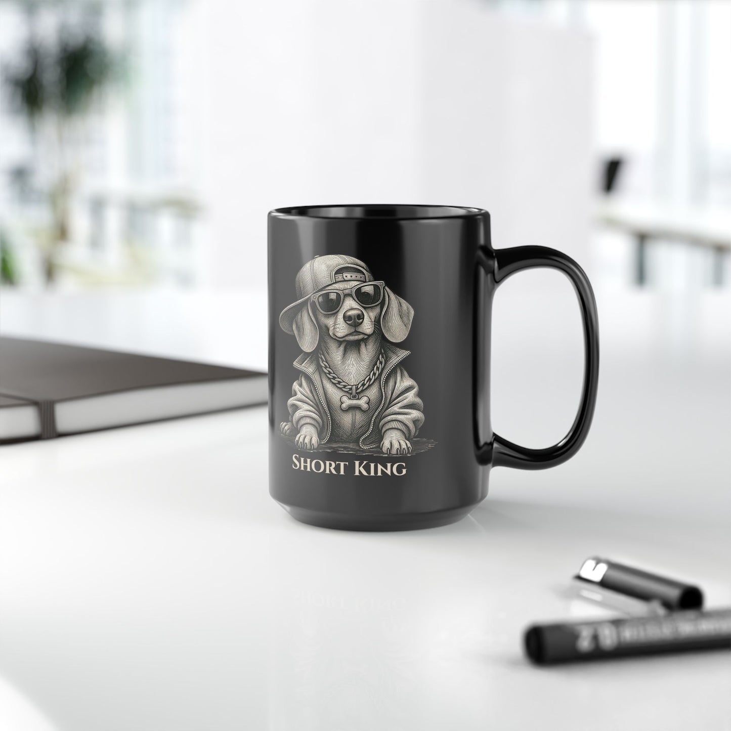Short King – Dachshund Black Mug | 15oz