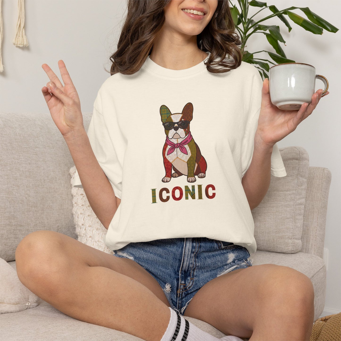 French Bulldog Shirt – Patchwork Frenchie Tee, "Iconic" Dog Dad Gift
