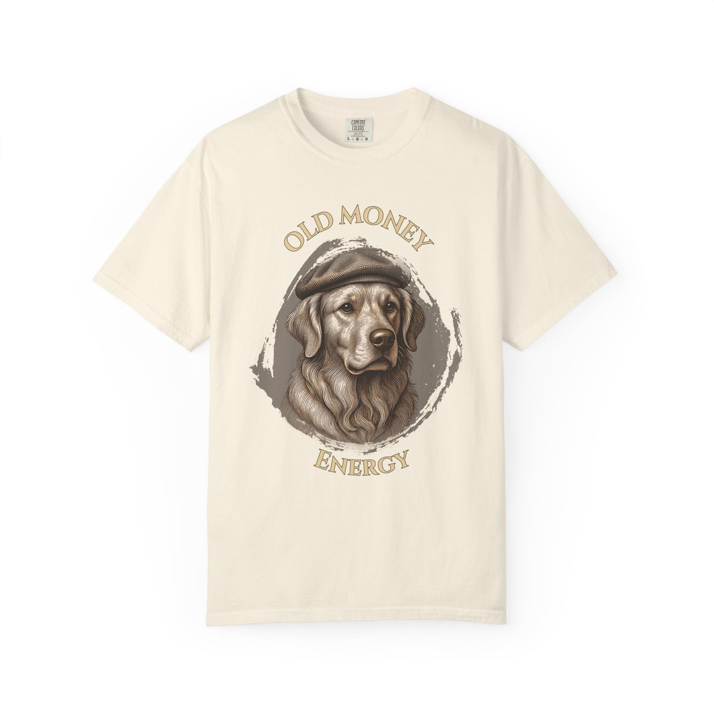 Energía de la Vieja Riqueza — Camiseta Teñida a la Prenda Golden Retriever