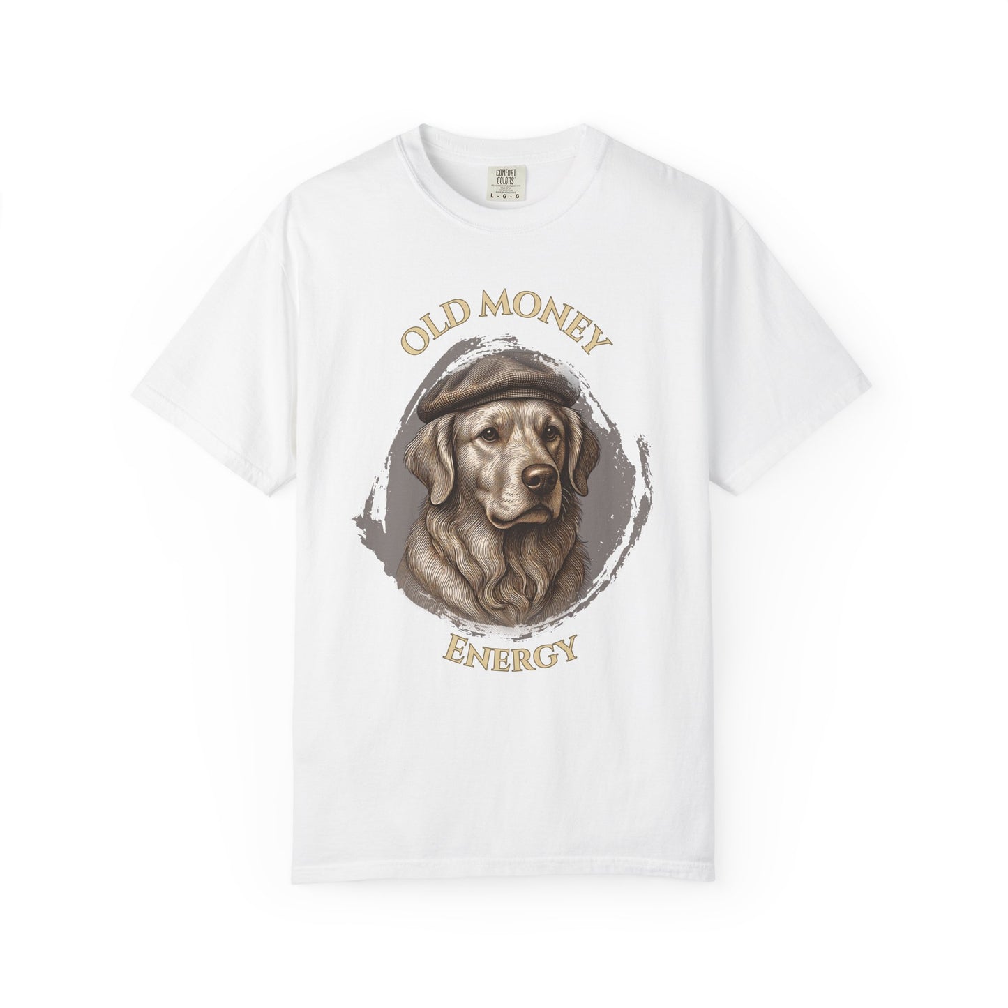 Energía de la Vieja Riqueza — Camiseta Teñida a la Prenda Golden Retriever
