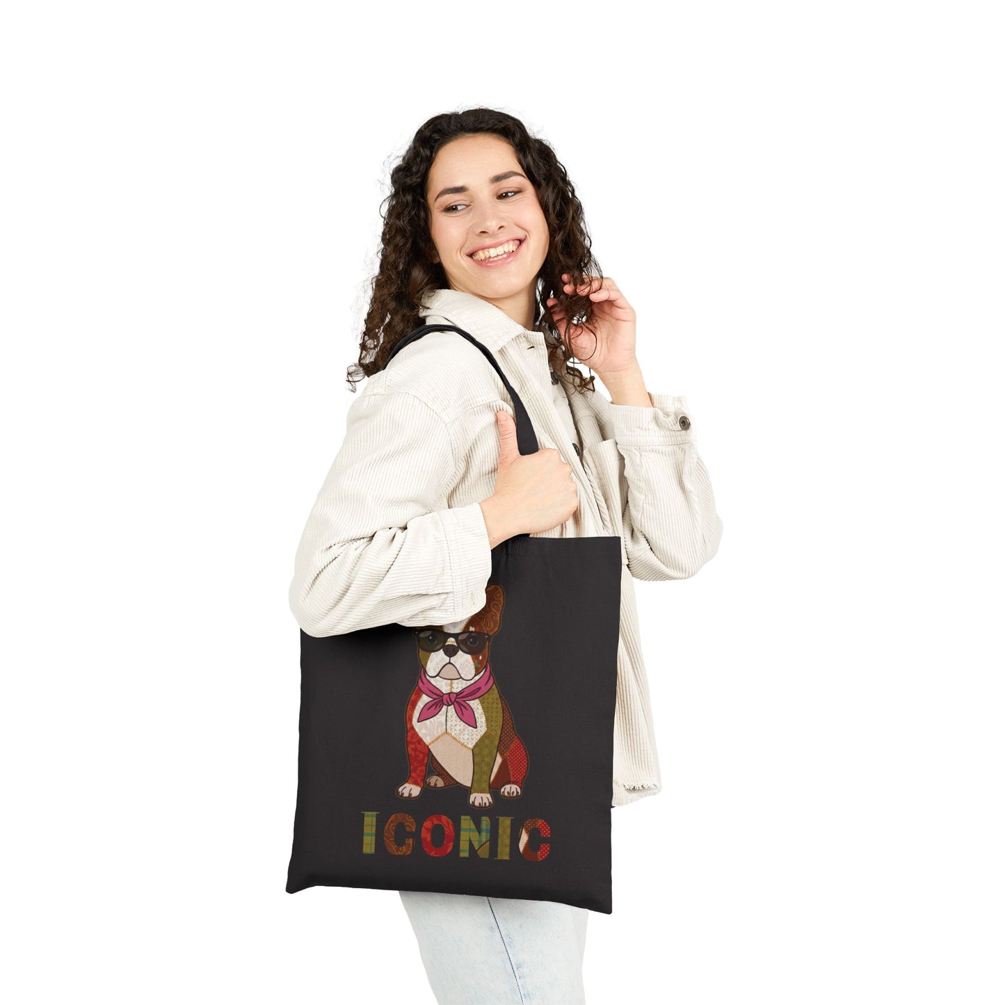 French Bulldog Tote Bag – Patchwork Frenchie Canvas Bag, "Iconic" Dog Lover Gift
