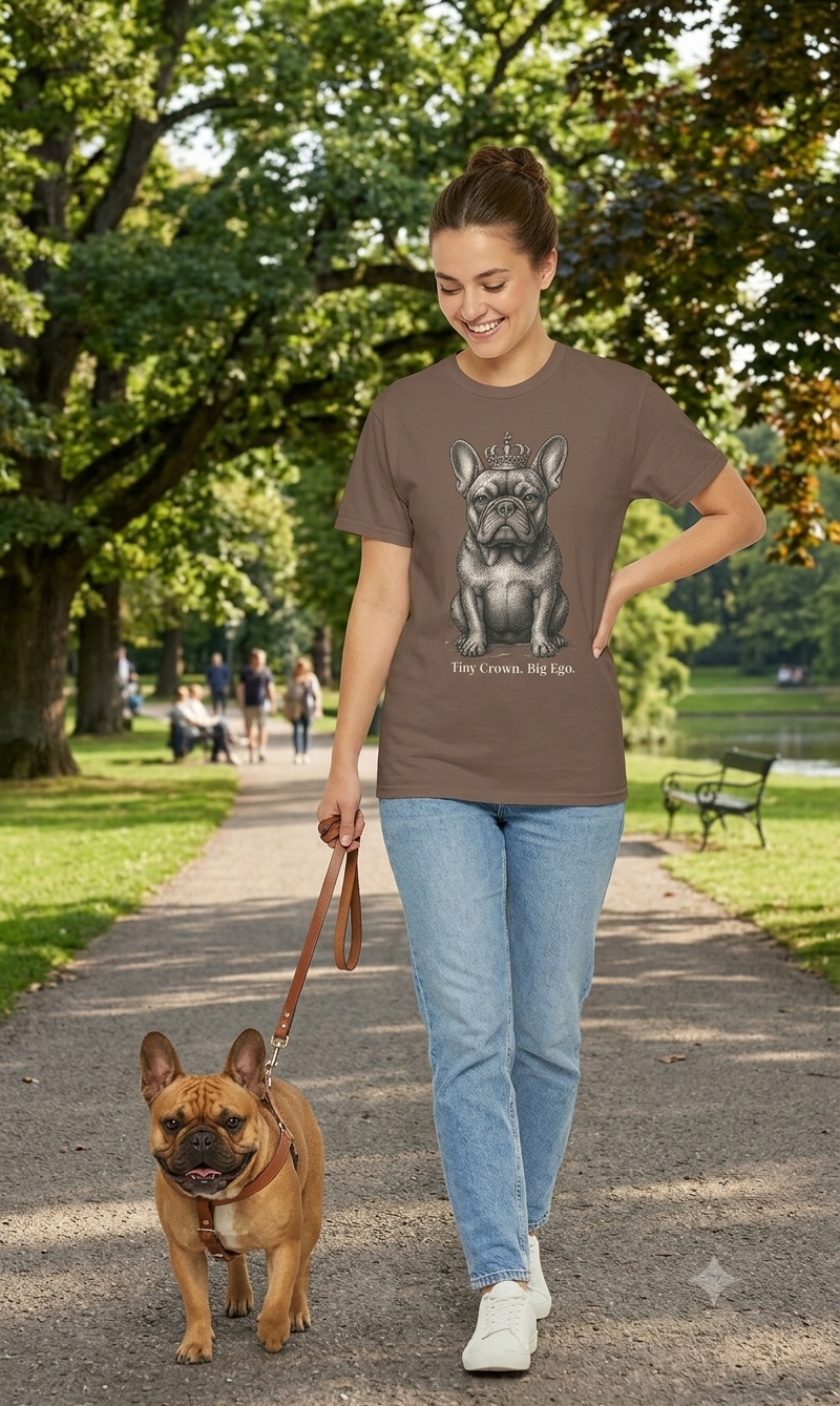 Tiny Crown Big Ego – French Bulldog Garment-Dyed T-Shirt