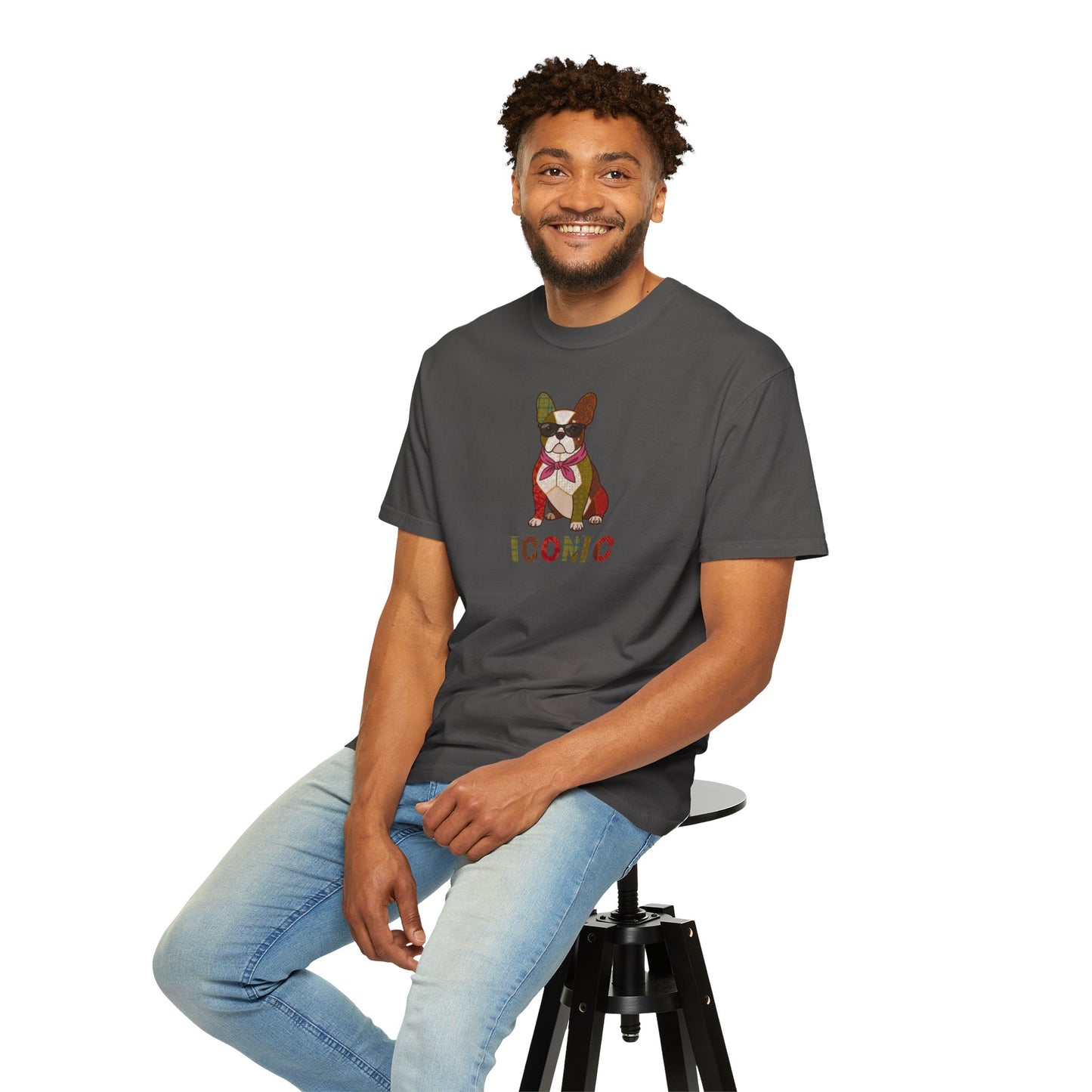 French Bulldog Shirt – Patchwork Frenchie Tee, "Iconic" Dog Dad Gift