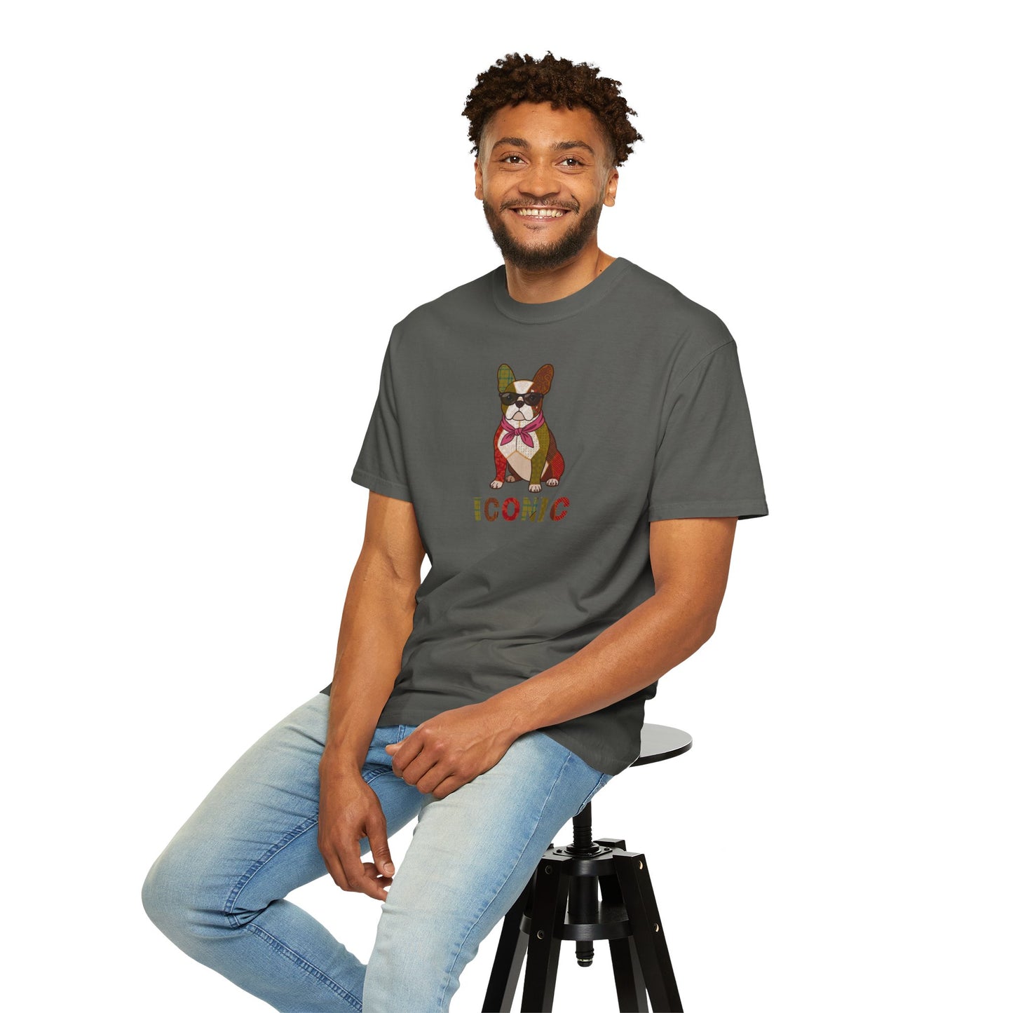 French Bulldog Shirt – Patchwork Frenchie Tee, "Iconic" Dog Dad Gift