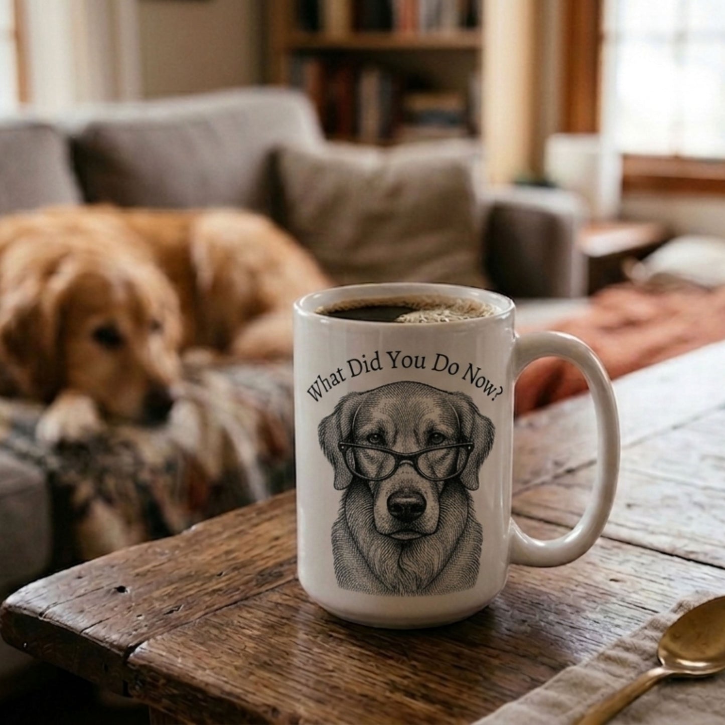 Golden Retriever Coffee Mug | Funny Dog Lover Gift | "What Did You Do Now?"